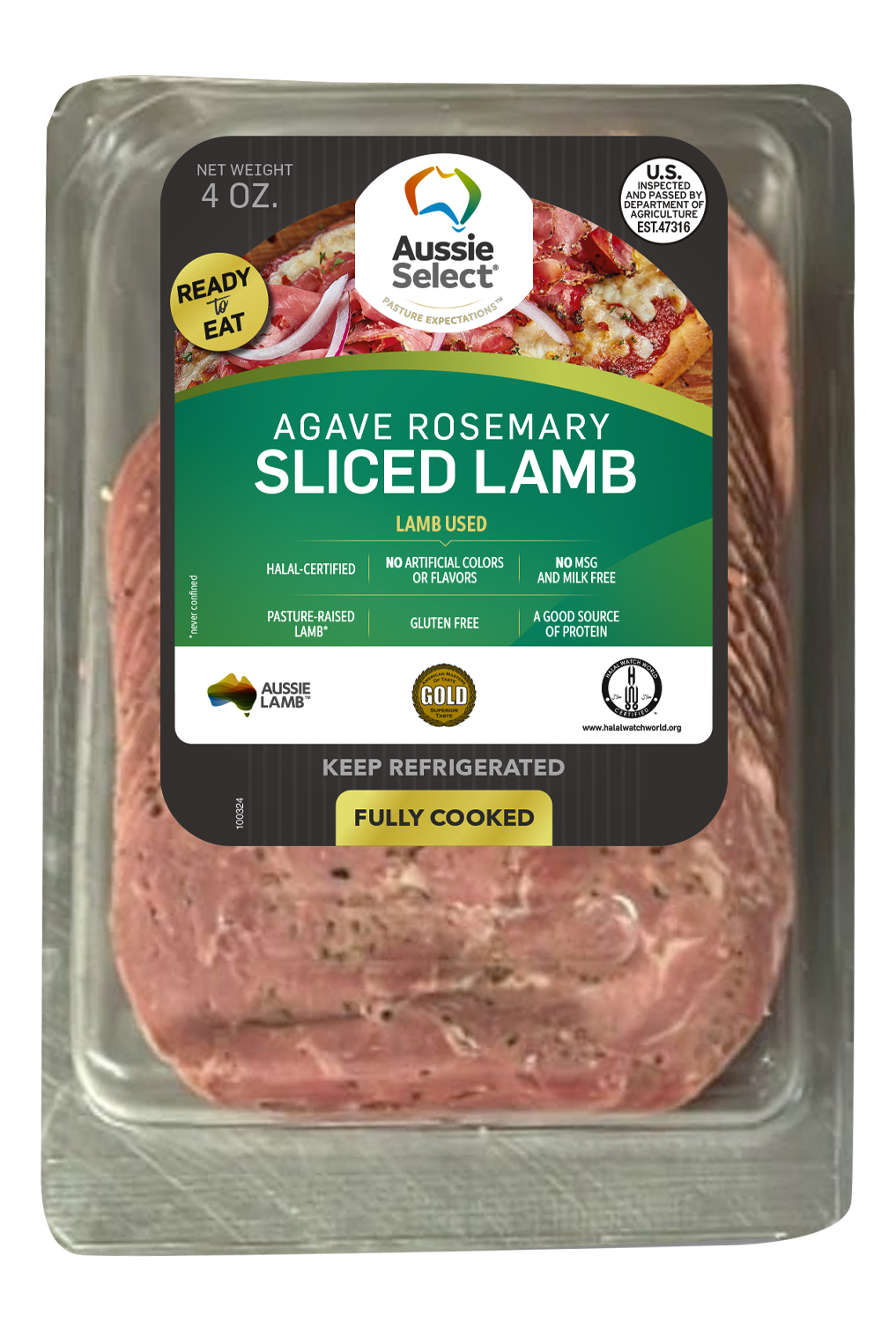 Aussie Select Agave Rosemary Lamb 4oz, Pre-sliced