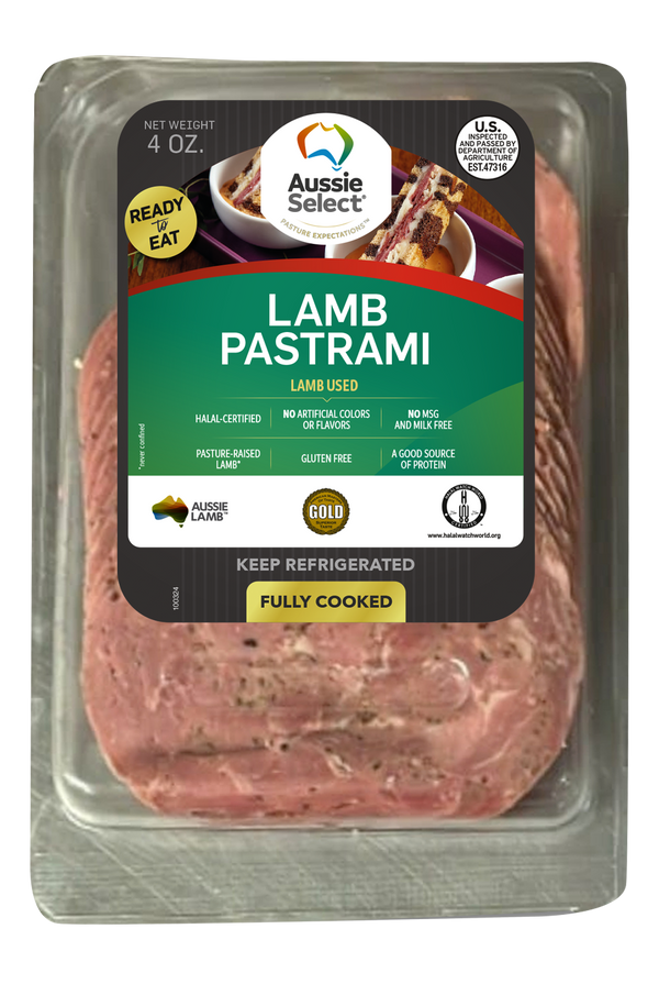 Aussie Select Lamb Pastrami 4oz, Pre-sliced